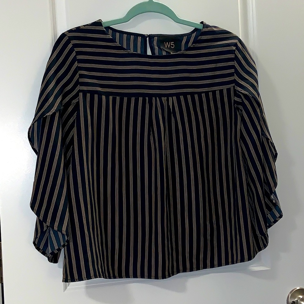 Blue and Beige Blouse